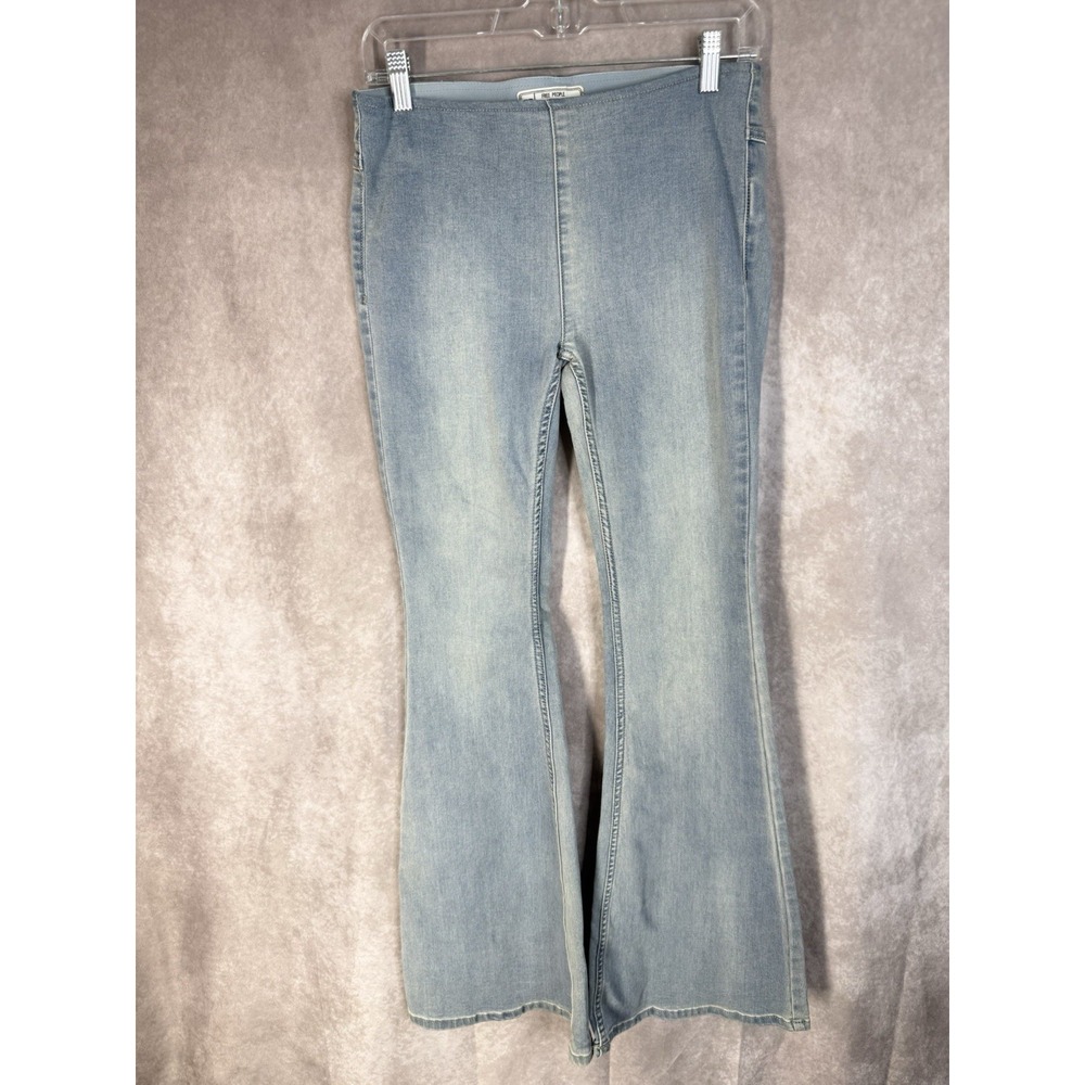 We The Free People Penny Pull-On Flare Jeans In Light Blue Wash Women's Size 27